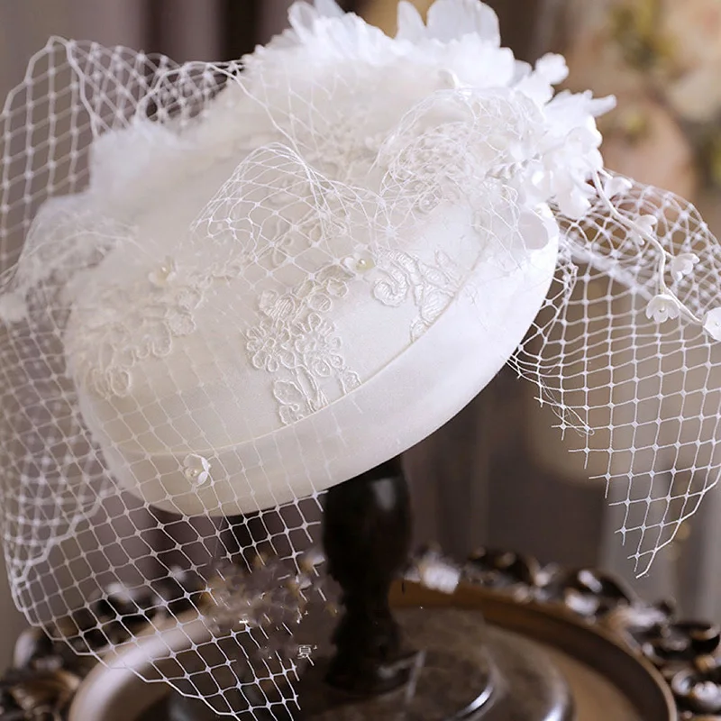 Hera NEW hot selling bridal white hats silk flower decorative party fascinators wedding hats