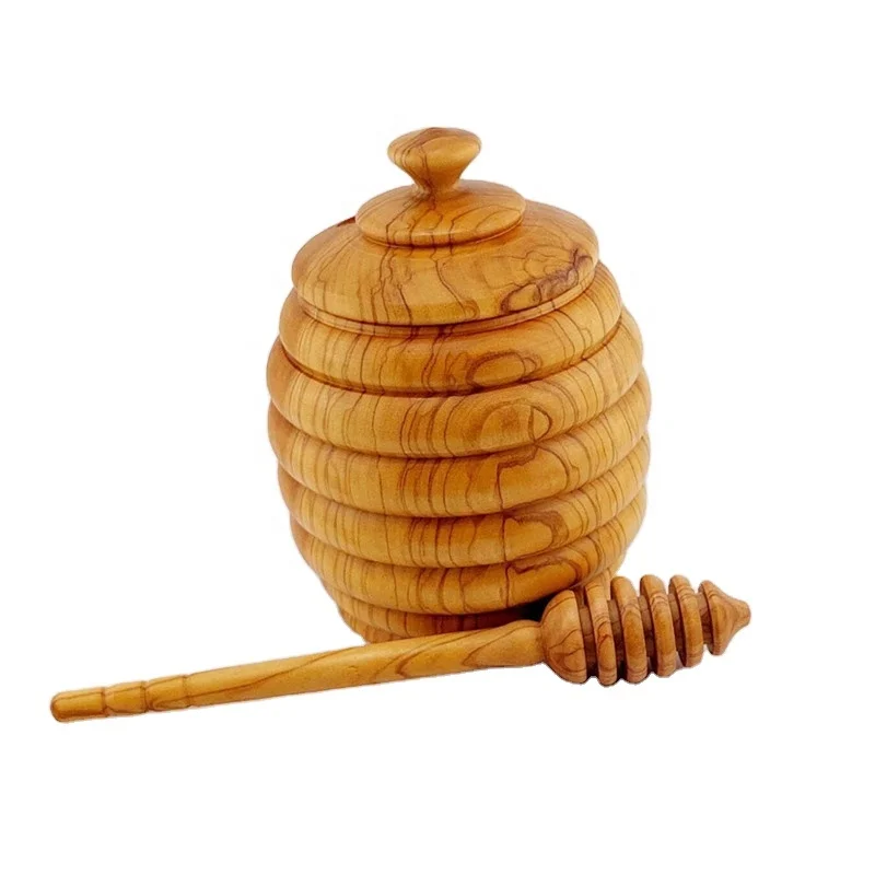 Solid Wood Carved Cutout Jar Container Food Pot with Oil Treatment Customized Size Wholesale