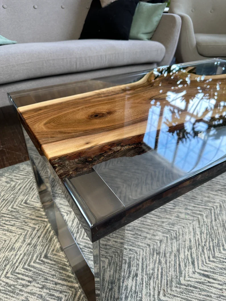 Fashionable Indoor Epoxy Resin Wood Coffee Table Kitchen Hotel Restaurant Cafe Living Room Farmhouse Dining Room Furniture