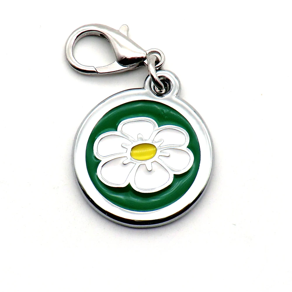 Bulk sale machine laser engraved 25mm round flower name tags for dog