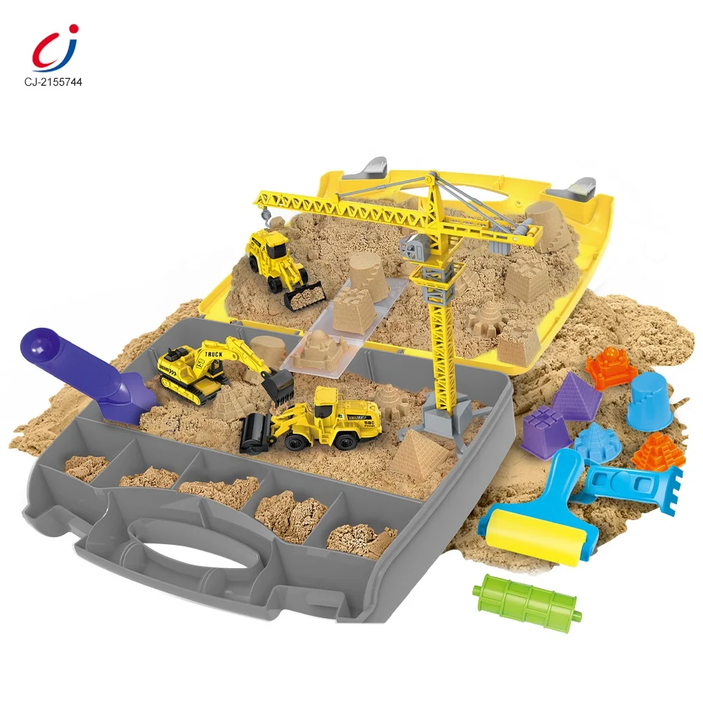 Engineering vehicle series non toxic educational DIY science kit soft magic space sand color dynamic space toy sand mould set