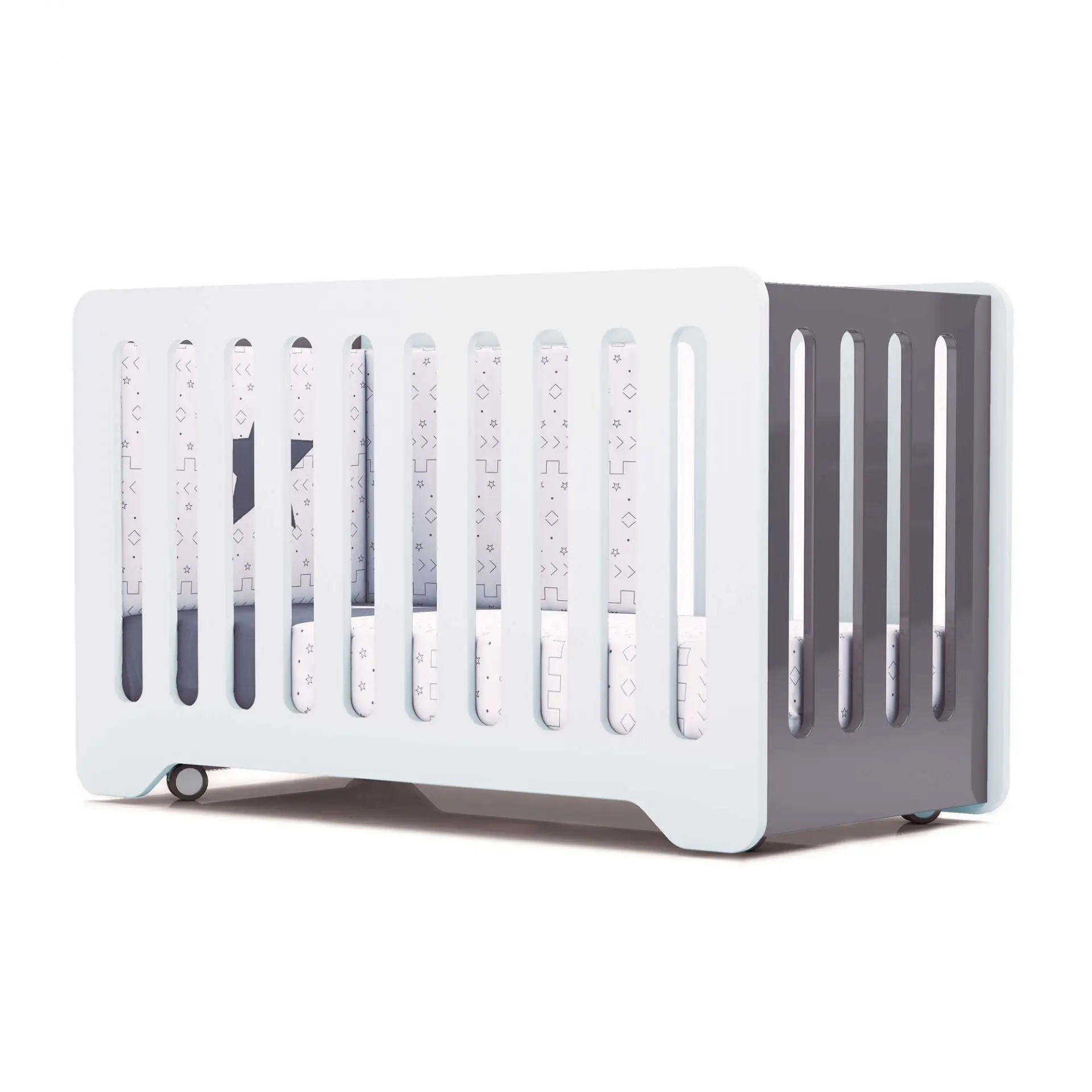 White Color  Co-sleeper Wooden Adjustable Multi Purpose Baby Cot Convertible Toddler Cradle Attached to Bed Baby Crib Furniture