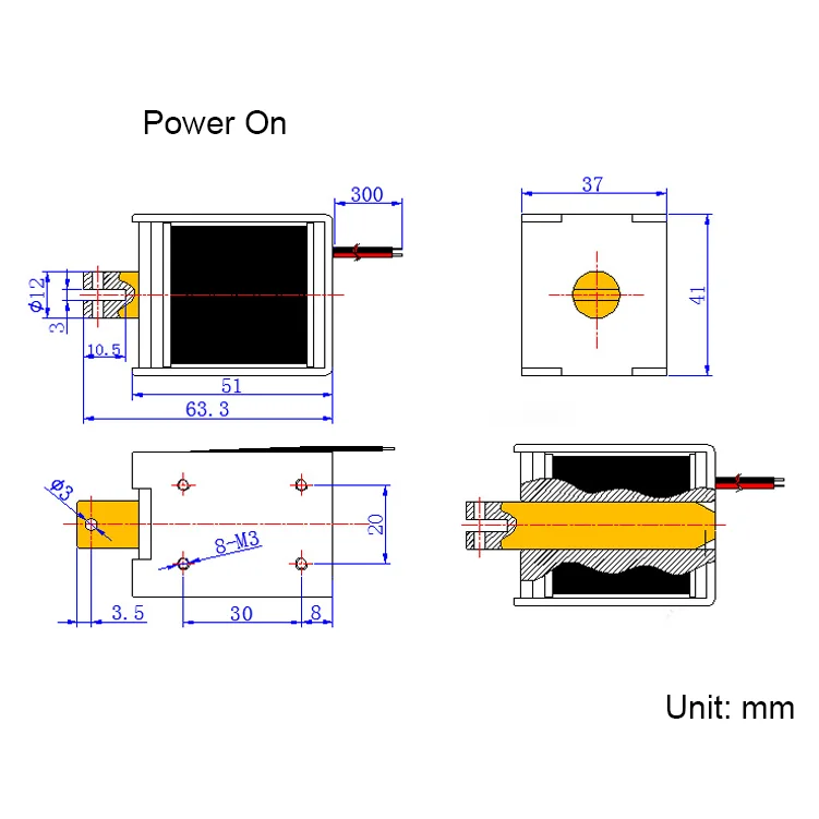JSO-1250 12v 24v dc open frame push pull solenoid