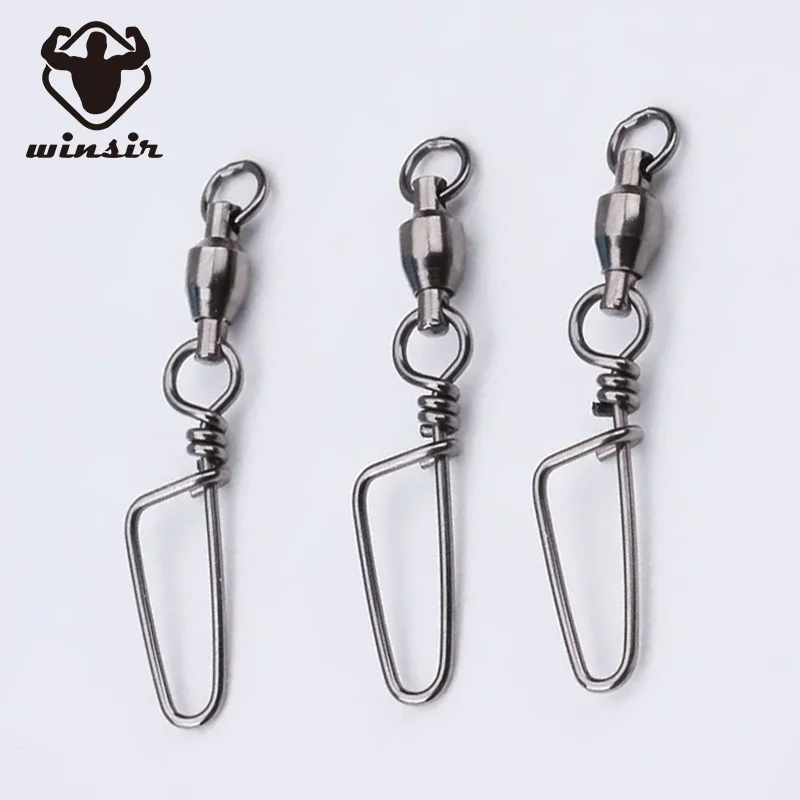 Freshwater Saltwater Corrosion Resistance Barrel Swivel Hook Stainless High Strength Ball Bearing Swivels Fishing Snap