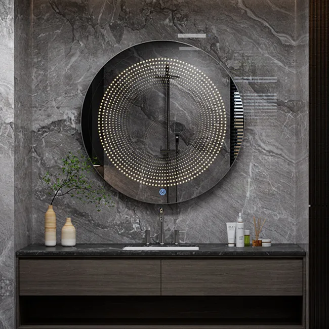 2023 Hot Sale Smart Tunnel Hotel 3d Led Custom Decorative Infinity Mirror Customized Round Shape Wall Mounted Bathroom Mirror