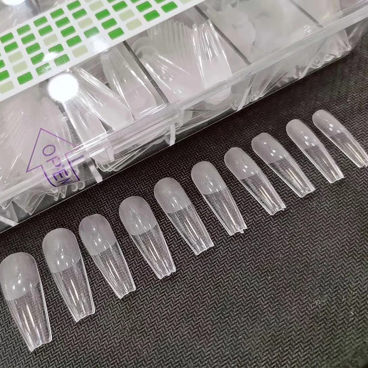 Частная марка, накладные длинные ногти, полное покрытие, прозрачный мягкий гель, тонкий наконечник, накладные ногти