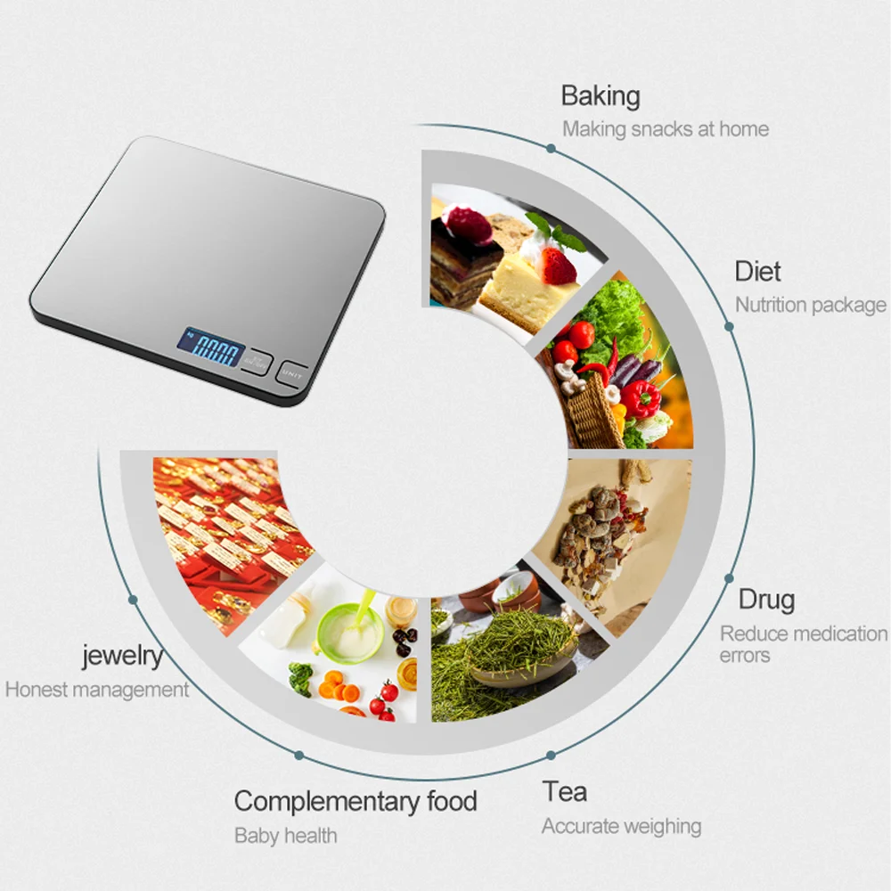 Professional Best Quality Cooking Weight Measuring Portable Stainless Steel Sensitive Electronic Kitchen Scale Food Balance