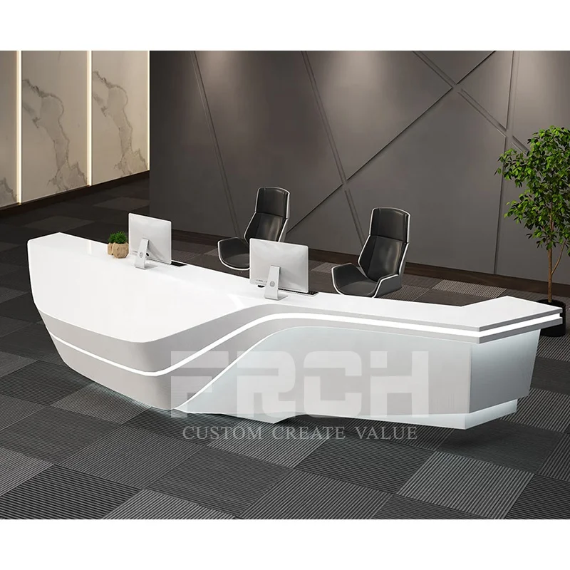 Luxury Custom Design Unique Special Shape Artistic Front Counter Hotel Gym Spa Beauty Salon Reception Desk