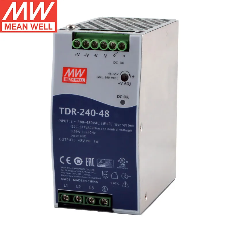 Mean Well TDR-240-48 Din Rail Mount Din Rail Cabinet Prepaid Din Rail Power Supply