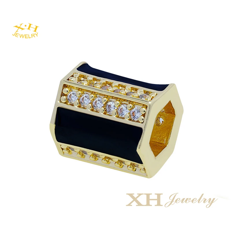 Colorful Enamel Six Square Tube Shape Bead Spacer Micro Pave Brass Tube Bead For DIY Jewelry Making