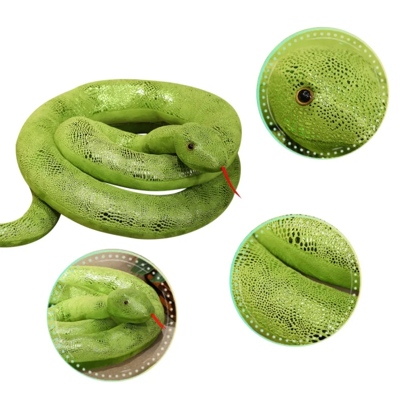 Custom logo Snake Stuffed Animal Plush Giant Anaconda Realistic Kids Toys Green 67 Inches 3meters simulated snake plush toy gift