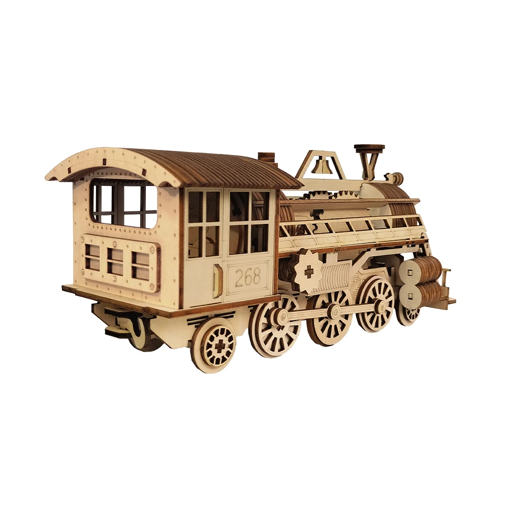 DIY Steam Train 3D Wooden Puzzle Adult Assembled Mechanical Model Gift Kids EducationalToy