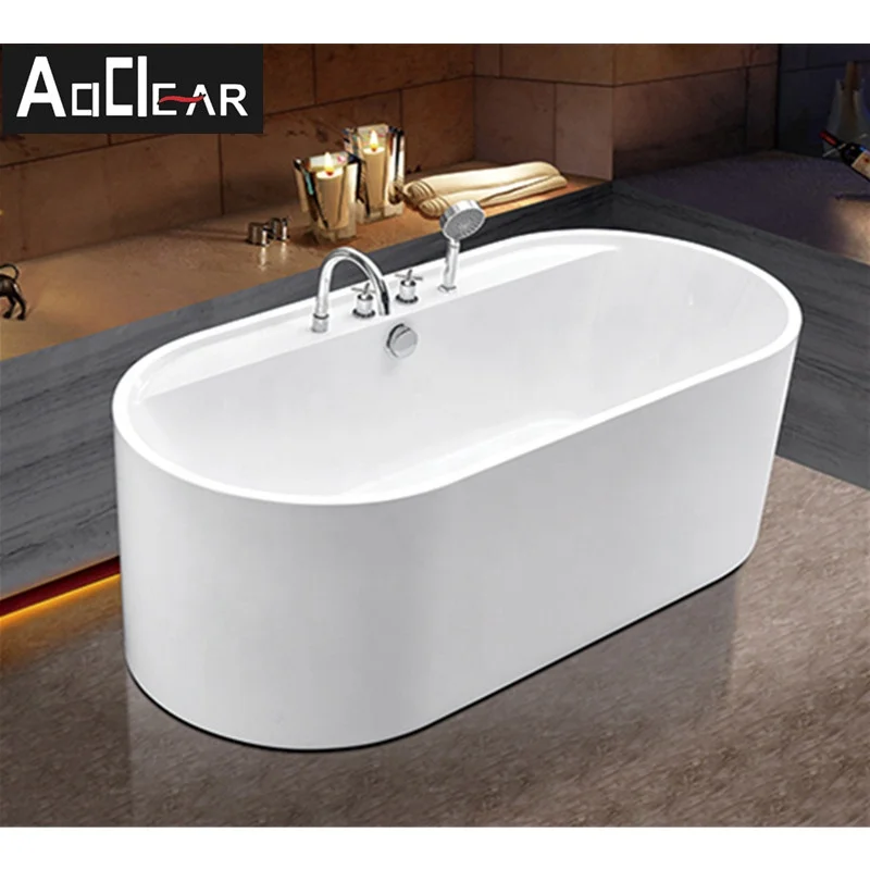 Aokeliya acrylic freestanding soaker oval bath tub with shower for sale