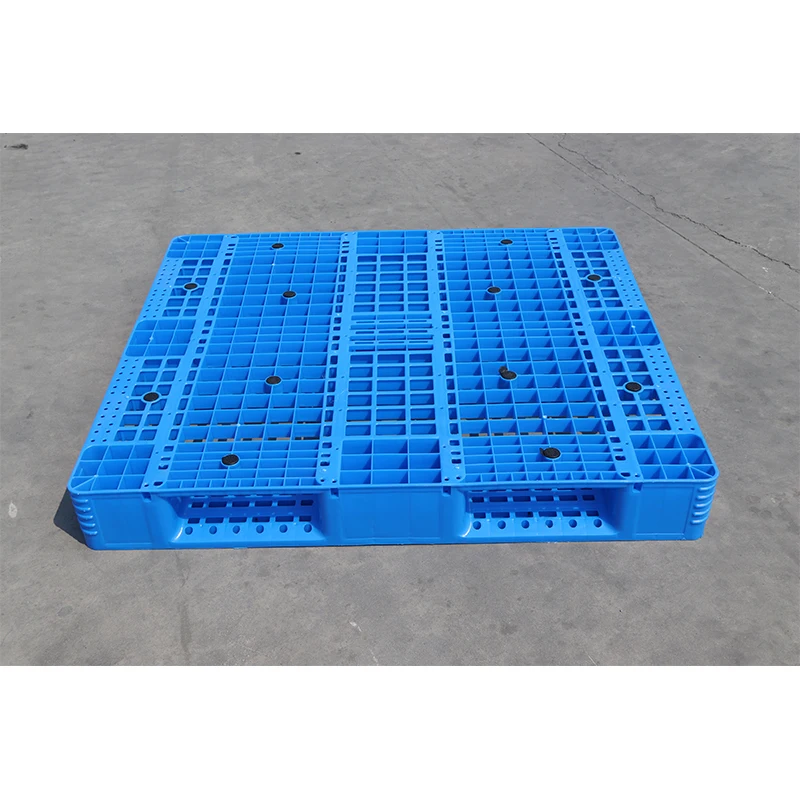 LIKU дешевая цена синий материал HDPE односторонний пластиковый поддон 4-сторонний на складе и для продажи