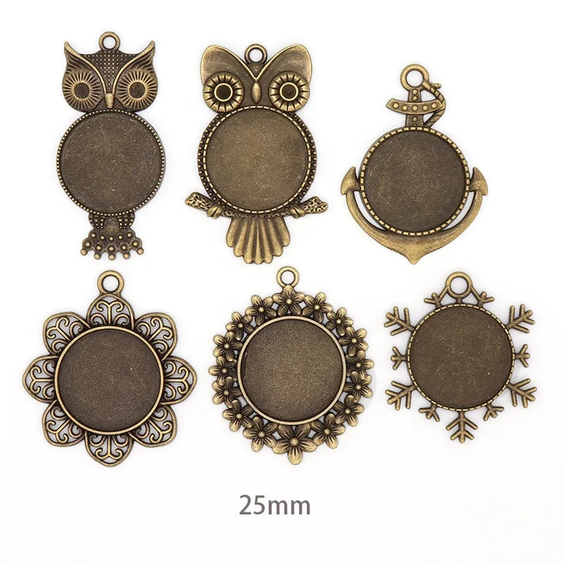 DIY Handcraft Metal Collet Crafts,  25mm Inner Round Hollow Cast Mount