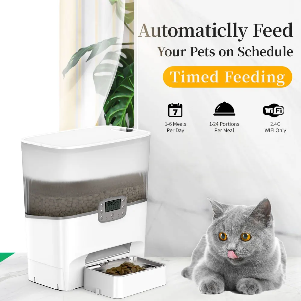 electronic auto smart wifi automatic dog cat pet feeders app dual double bowl for cat and dogs