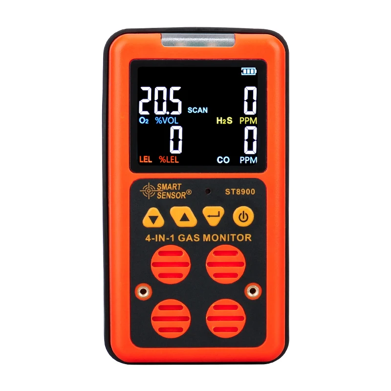 4 in 1 Multi Gas Monitor Oxygen O2 Hydrogen Sulfide H2S Carbon Monoxide CO Combustible LEL Gas Detector ST8900