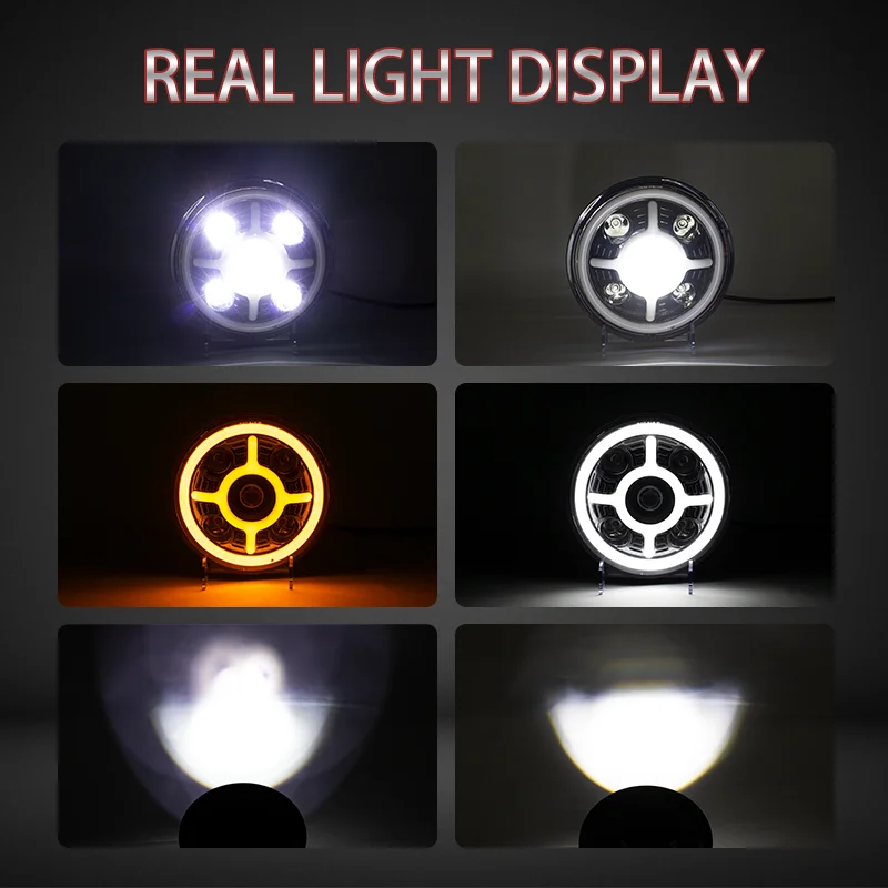 12/24VDC 7INCH Round Led Headlight White Amber Color High Low Beam Super Brightness Other Car Accessories Luces Parts Offroad