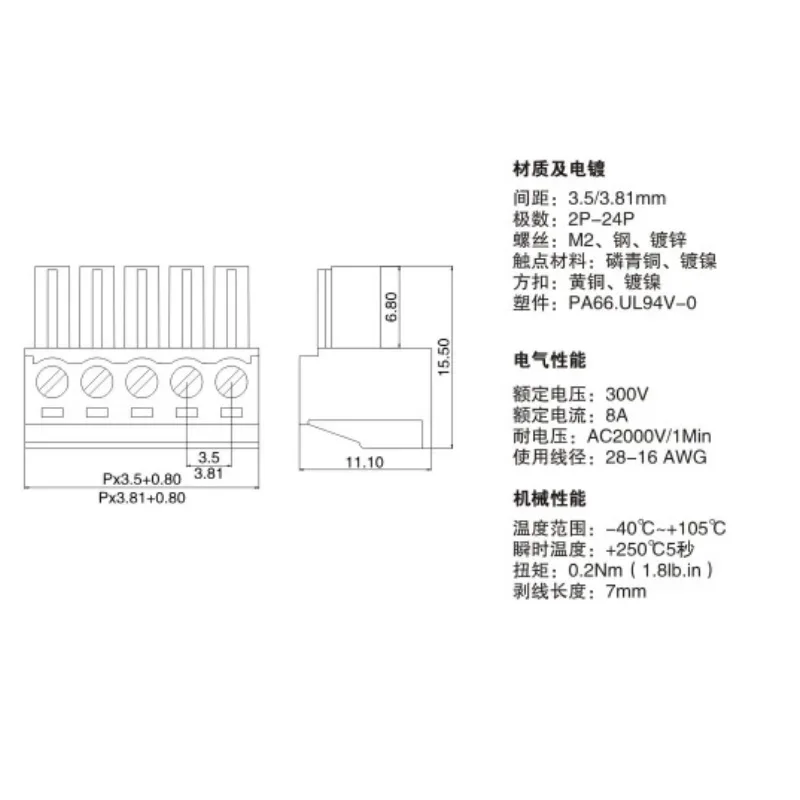2EDGK 3.5mm TERMINAL BlOCK 3.5 PLUG-IN PCB CONNECTOR 2EDG PCB 2PIN /3P/4P/5P/6P/7P/8P/9P/10P/11P/12P/13P/14P/16P