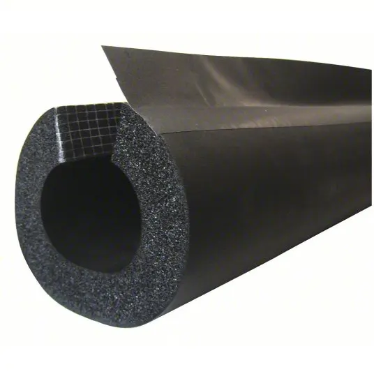 Bellsafe NBR PVC Rubber Pipe Insulation Pre Slit with Adhesive Rubber Insulation Tube with Overlap for Air Duct
