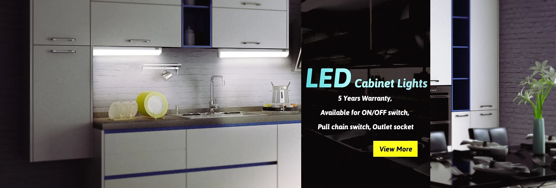 OGJG on off switch led slim cabinet fixture ultra thin linear kitchen aluminum batten lights