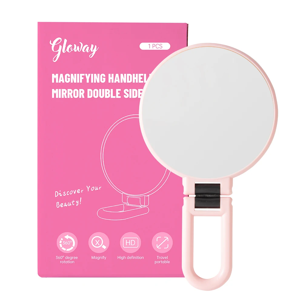 New Double Sided 2X/5X/10X/15X Magnifying Folding Handheld Makeup Travel Table Desk Mirror With Adjustable Rotation Handle