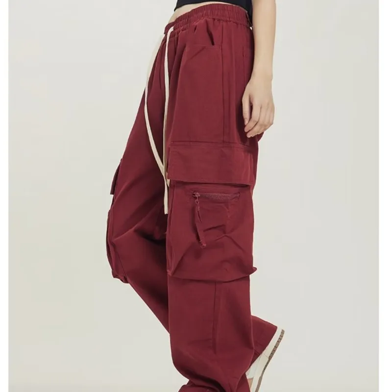 Custom Wholesale Plain Parachute Pants Windbreak Fabric Multiple Pockets Baggy Cargo Pants Men Woman