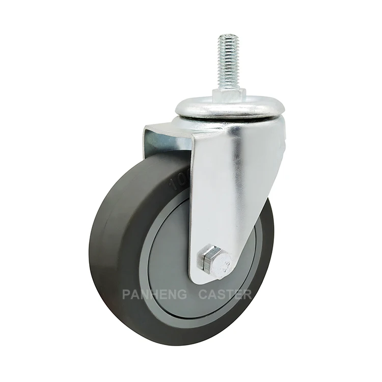 PH220 Wholesale Cheap Price 3/4/5 Inch Flat TPR Caster Wheel With Brake For Cart Medium Duty Caster Replacement Shopping Trolley