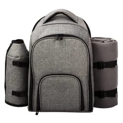 Custom Cooler Compartment Wine Bag insulated Picnic set multifunction 4 person picnic backpacks bags with Blanket