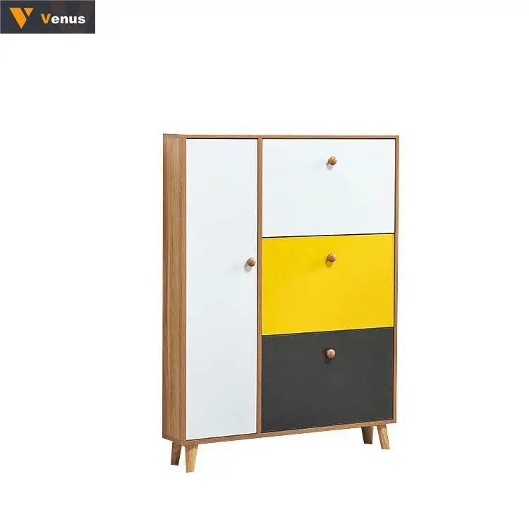 Luxury durable thin wooden shoe cabinet white shoes raks cabinet closed shoe rack