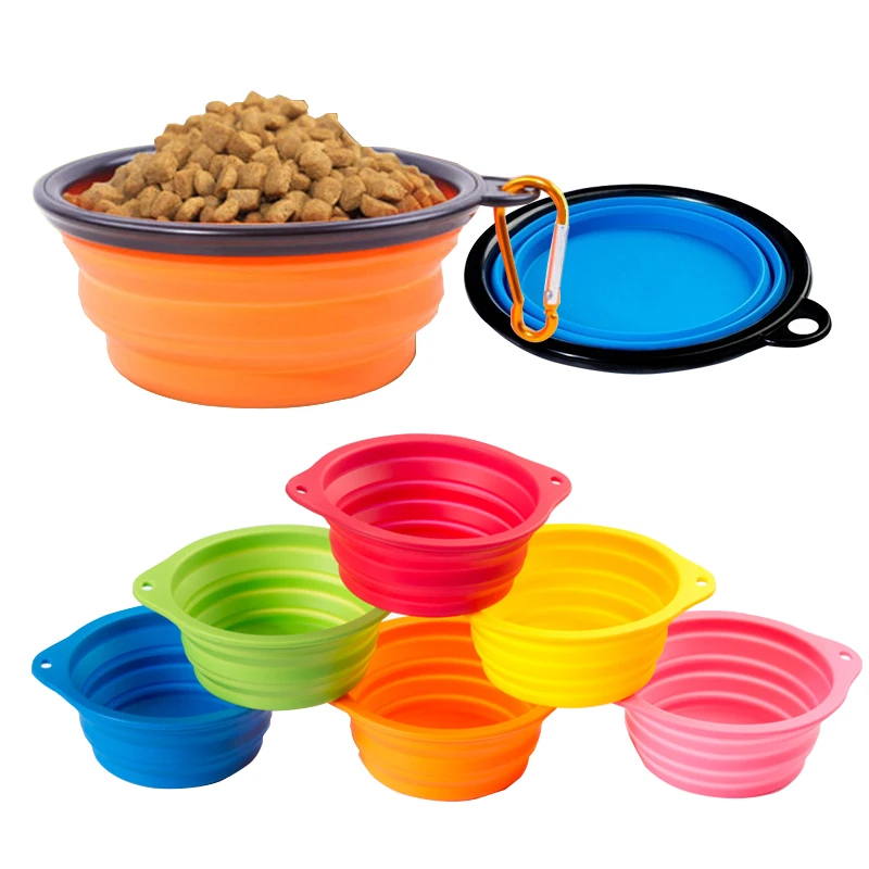 Food Grade Portable Animal Feeders Cat Puppy Drinking Bowl Silicone Collapsible Pet Dog Bowl