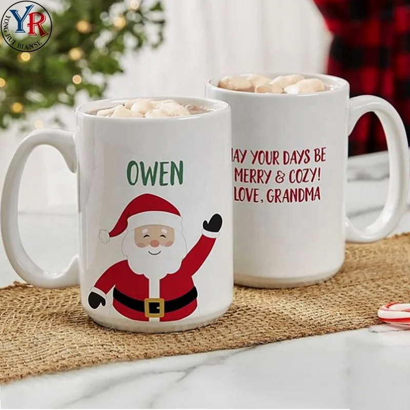 Heat Magic Stoneware Ceramic Coffee Mug Sublimation Drinkware Custom Fun Surprising Gift Color Changing Tea Christmas Cups