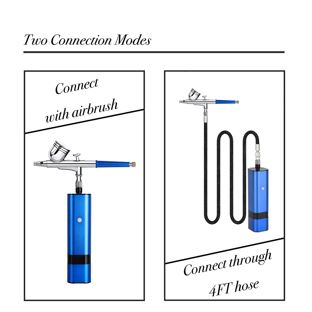 TM80S-130 Blue Color Cordless Air Brush With Compressor Kit Portable Airbrush Spray Pneumatic Tool With 1.2 M Hose