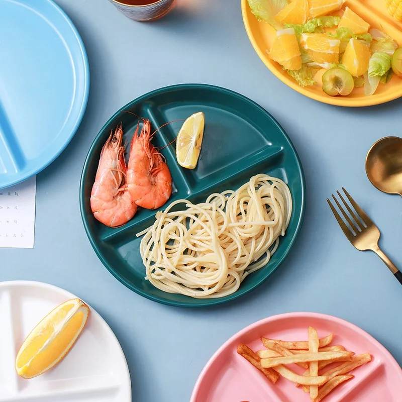 Hot sale restaurant home salad dish kitchen tableware round lunch ceramic divider plate dinner plate
