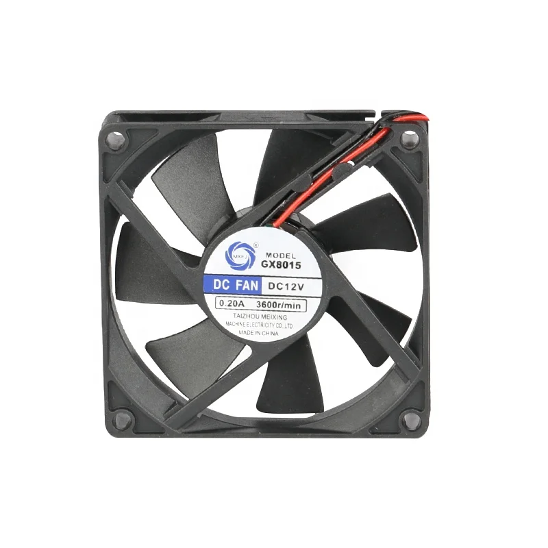 GX8015 12V/24V 80x80x15mm MEIXING DC Axial Fan Ball Sleeve Plastic Case Plastic Fan Blade Back High Speed Cooling Radiastor Fan