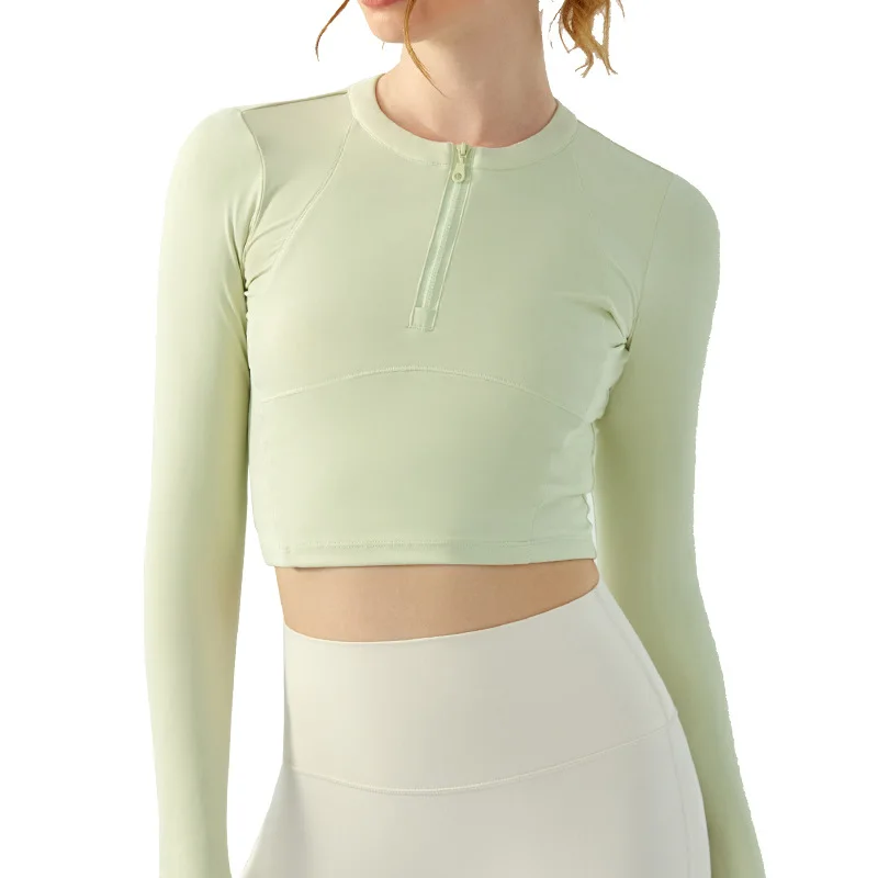 Wholesale outdoor long sleeve compression tennis super soft thumb hole zipper running yoga shirt