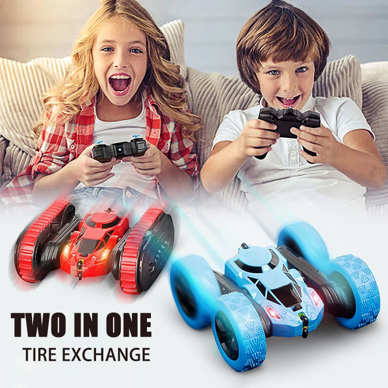 The New Children Toy Rc Car 2.4g 4ch Stunt Drift Buggy Double-Sided Roll Mini High Speed Cars 360 Degree Flip Radio Control Toys