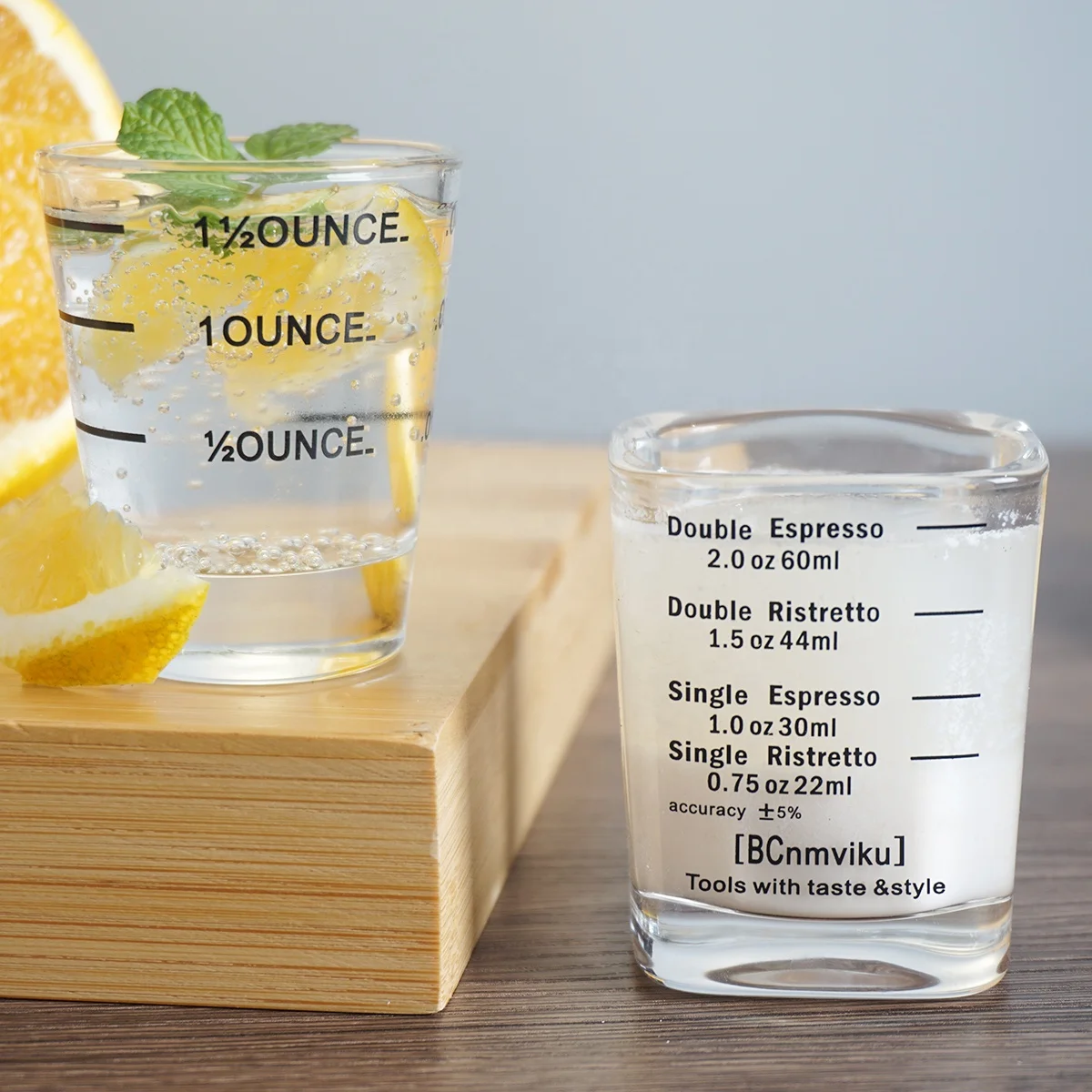 BCnmviku 60ML/2oz Crystal Glass Coffee Measuring Cup Barista Essential Coffee Tool Espresso Shot Glasses Factory Direct Sell