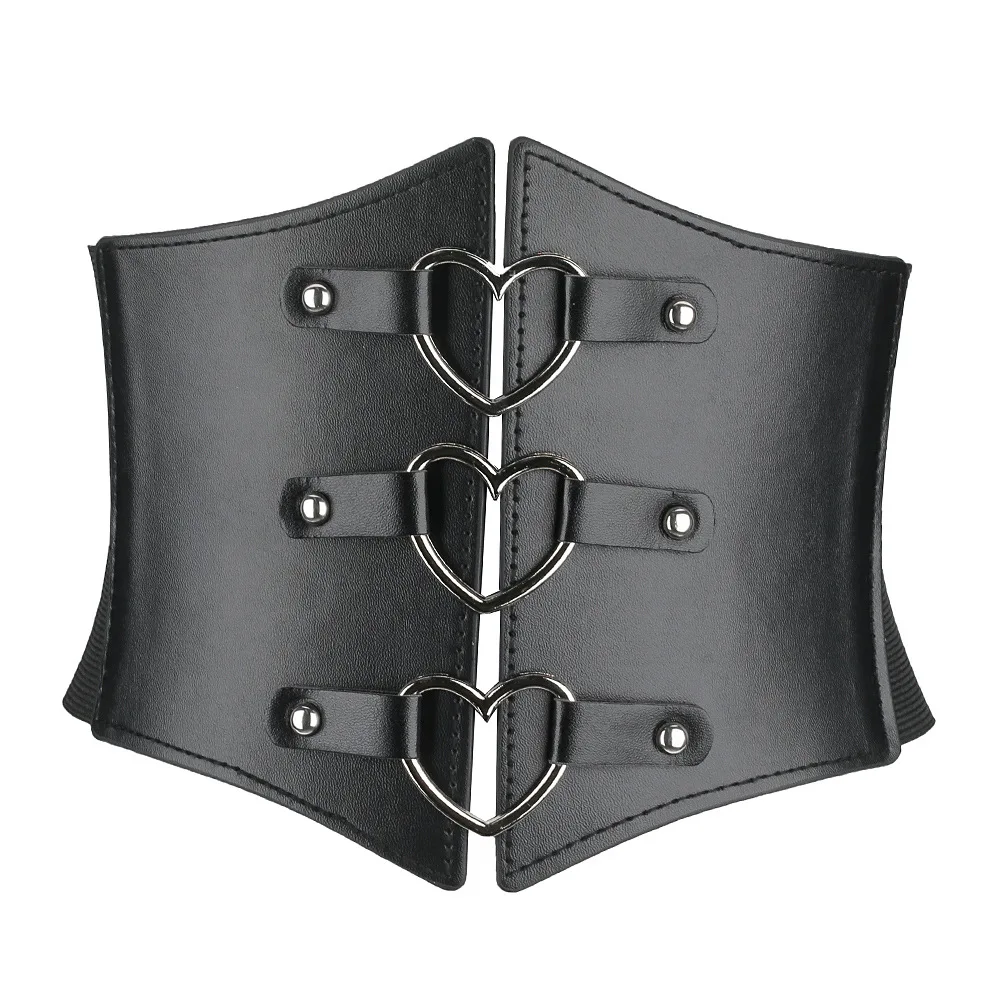 Corset Wide Belts Pu Leather with three hart shape metal  Sexy Bridal Corsets