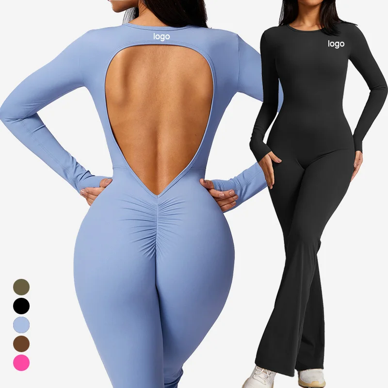 Women Long Sleeve Full Length Solid Color One Piece Bodysuit Jumpsuit Rompers Playsuit Women Jumpsuit