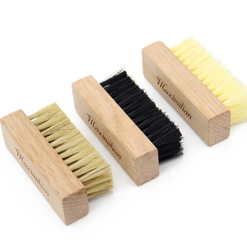 Direct factory price boar bristle shoe polish scrub brush wooden shoe cleaning brush
