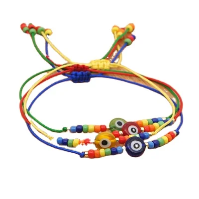 2021 Simple And Fashionable Bohemian National style Rainbow Bracelet  Glass Bead Devil Eyes Pure Handmade Beading Bracelet