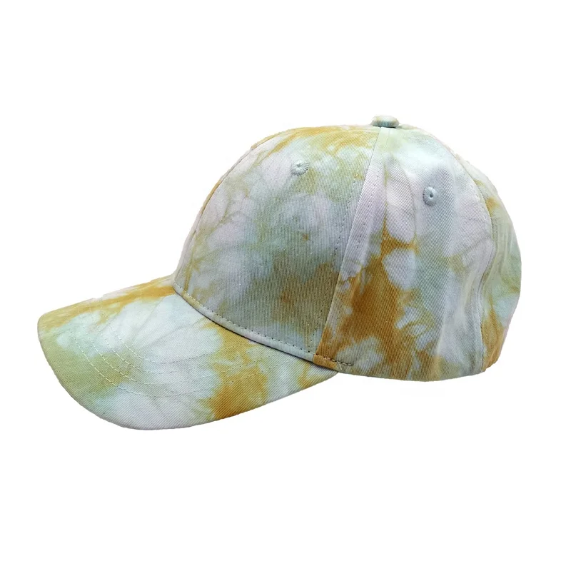 Multi color tie dyeing 6 panel cotton outdoor sport baseball cap golf hat