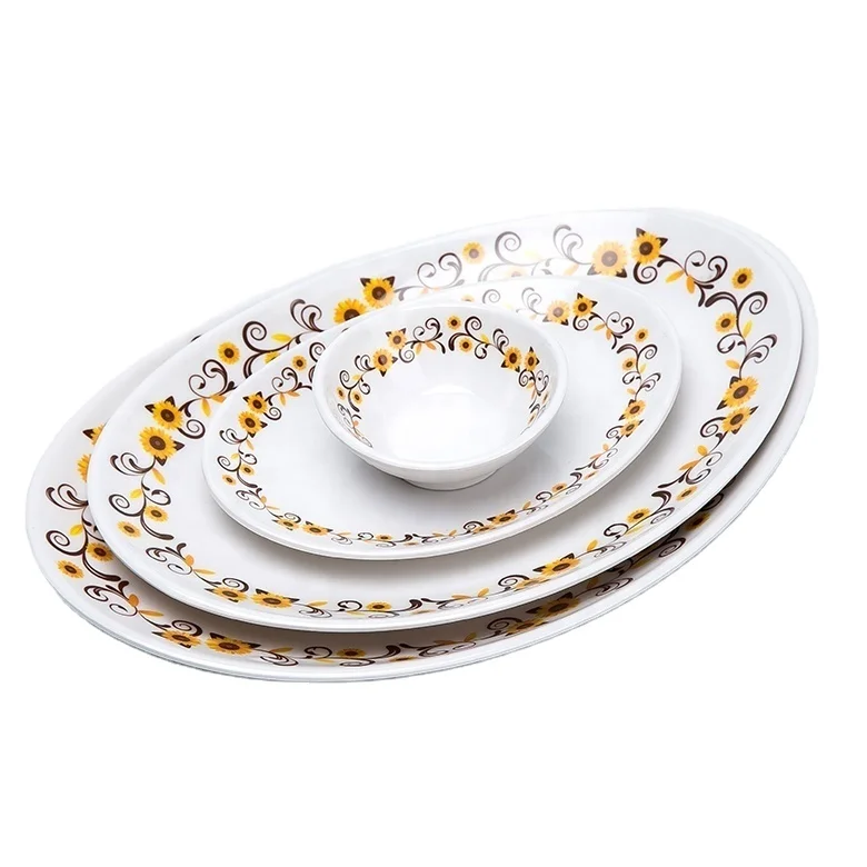 Wholesale Luxury Oval Melamine Plate Crockery Set Dinnerware