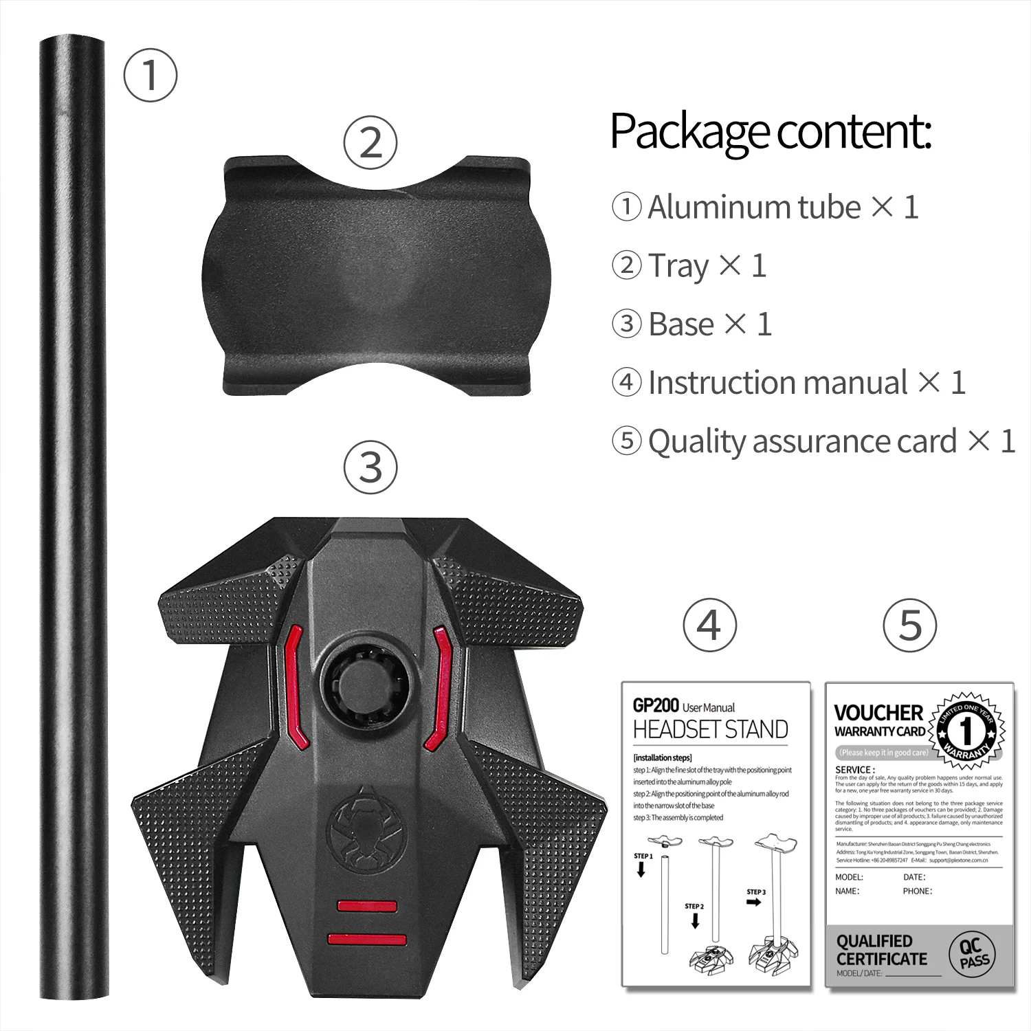 Headphone Stand Headset Holder Gaming Earphone Stand with Aluminum Supporting Bar Flexible Headrest ABS Solid Base