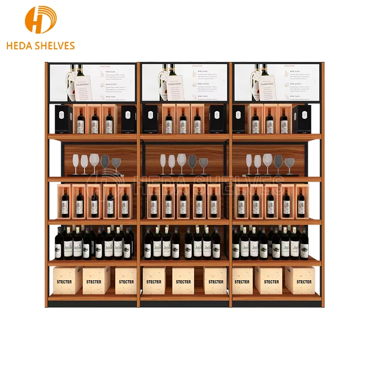 Beauty Store Design Wine Retail Shelving Wooden Display Racks For Makeup Shop Shelves