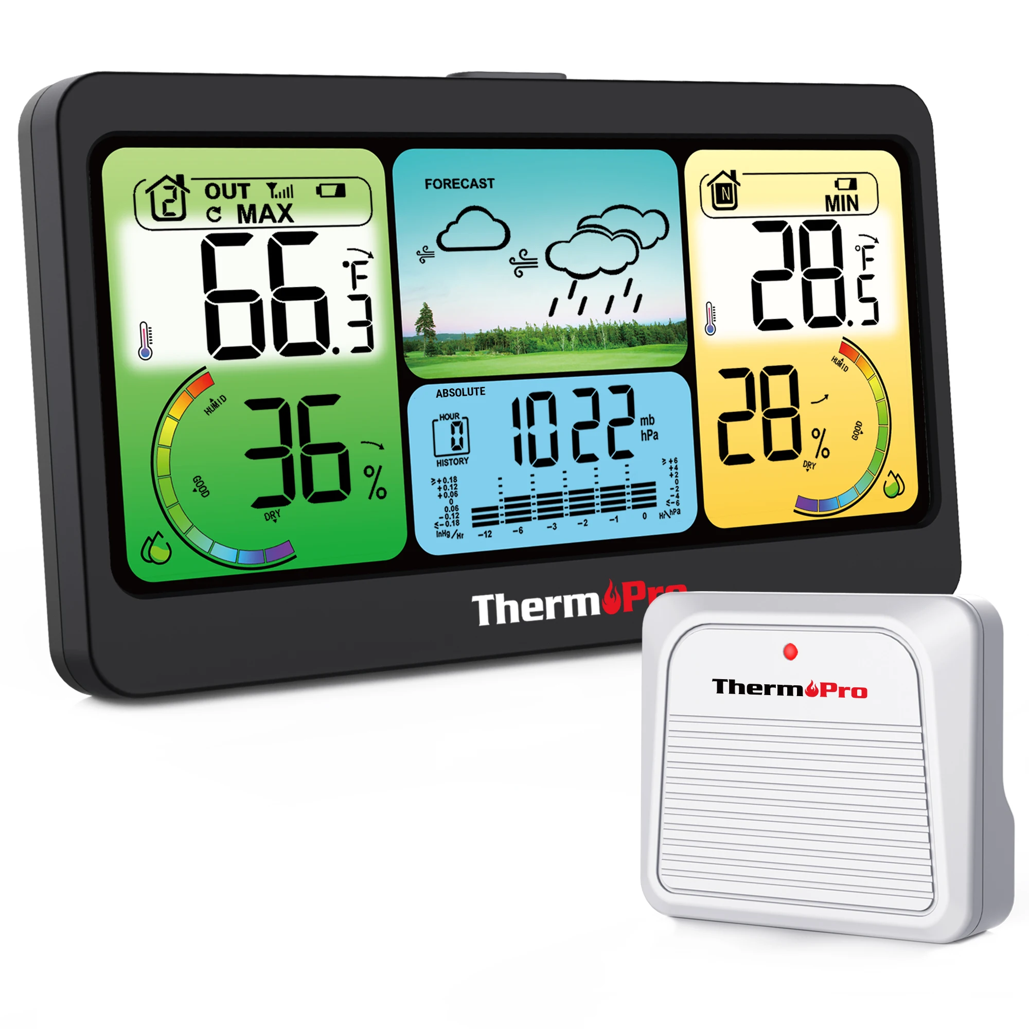 Многофункциональный беспроводной цифровой термометр-гигрометр ThermoPro TP280 1000 футов с прогнозом погоды