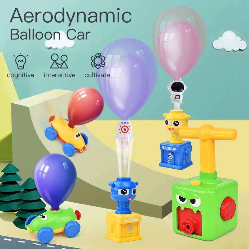 New amazon hot sale launch tower balloon pump car toy set balloon car for children