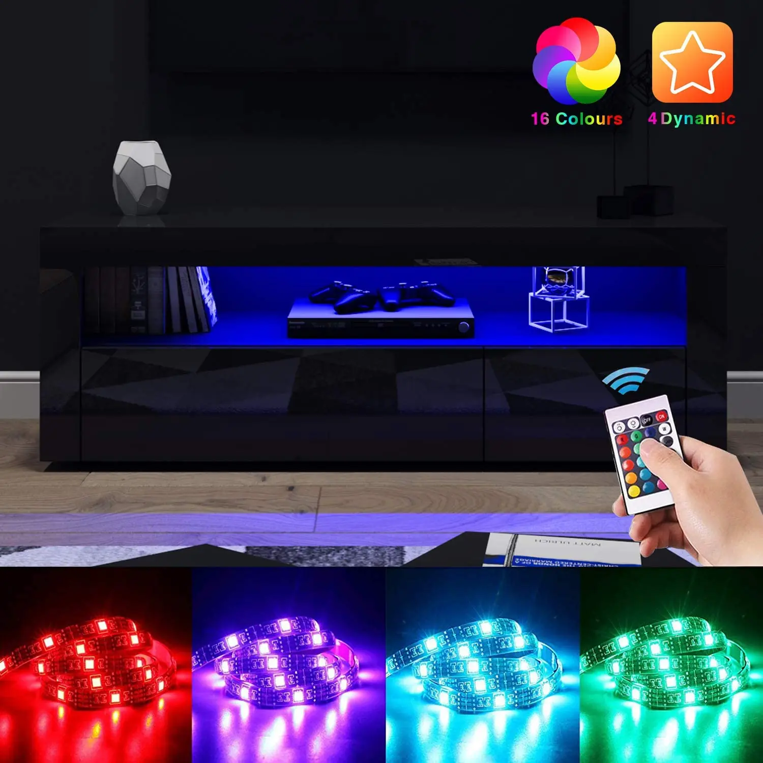Home Furniture Smart Modern TV Stand with LED light in high glossy