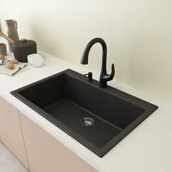 Black Quartz Kitchen Sink Undermount Composite Undermount Granite 50/50 Double Sink